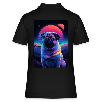 Animal Art Planète Fantasy Oeuvre Carlin - Polo Femme - noir - Dos - Ailine (174cm)