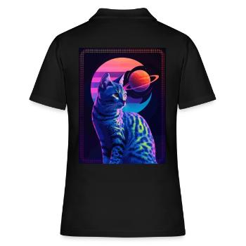 Animal Art Planet Fantasy Artwork : Chat dans le - Polo Femme - noir - Dos - Ailine (174cm)