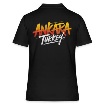 Ankara Turkey Souvenir - Frauen Polo Shirt - Schwarz - Hinten - Ailine (174cm)