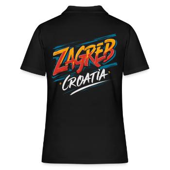 Zagreb Croatia Souvenir Kunstwerk - Frauen Polo Shirt - Schwarz - Hinten - Ailine (174cm)