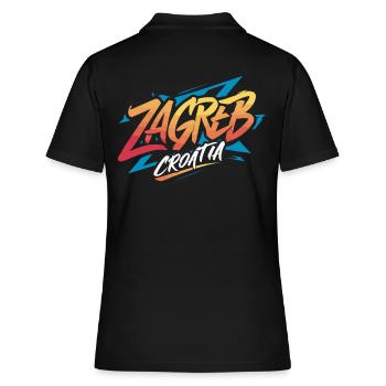 Zagreb Croatia Souvenir - Frauen Polo Shirt - Schwarz - Hinten - Ailine (174cm)
