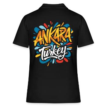 Ankara Turkey Souvenir - Frauen Polo Shirt - Schwarz - Hinten - Ailine (174cm)