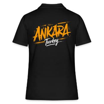 Ankara Turkey Souvenir - Frauen Polo Shirt - Schwarz - Hinten - Ailine (174cm)