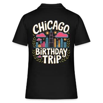 Voyage d’anniversaire à Chicago Skyline City Design - Polo Femme - noir - Dos - Ailine (174cm)