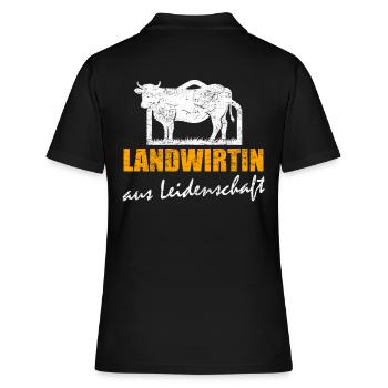 Landwirtin aus Leidenschaft Retro Vintage Kuh - Frauen Polo Shirt - Schwarz - Hinten - Ailine (174cm)