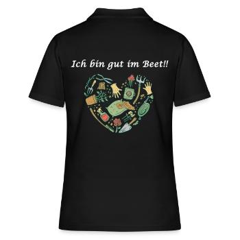 Garten Gärtner Spruch Ich bin gut im Beet - Frauen Polo Shirt - Schwarz - Hinten - Ailine (174cm)