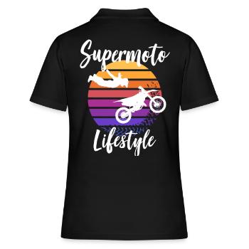 Motorrad Supermoto Biker Lifestyle - Frauen Polo Shirt - Schwarz - Hinten - Ailine (174cm)