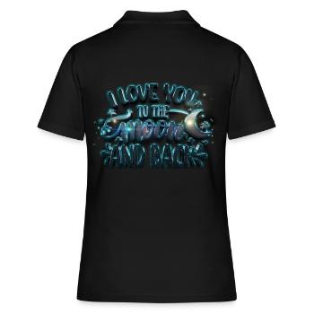 - I love you to the moon - Zeige deine Liebe - Frauen Polo Shirt - Schwarz - Hinten - Ailine (174cm)