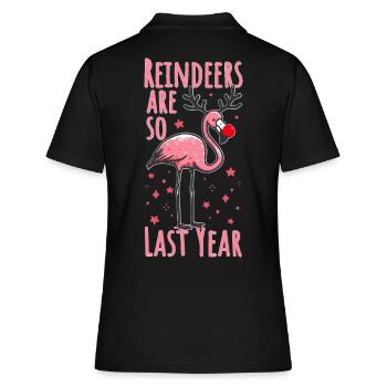 Flamingo Weihnachten Fun Spruch - Frauen Polo Shirt - Schwarz - Hinten - Ailine (174cm)