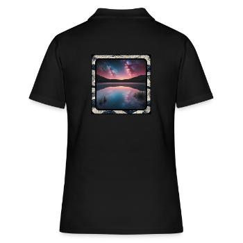 Seelandschaft mit Spiegelungen - Frauen Polo Shirt - Schwarz - Hinten - Ailine (174cm)