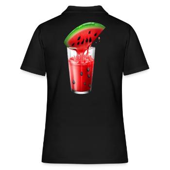 Saftige Wassermelone im Glas - Frauen Polo Shirt - Schwarz - Hinten - Ailine (174cm)