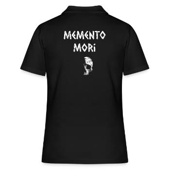 Memento Mori - Crâne avec écriture dans le style runique - Polo Femme - noir - Dos - Ailine (174cm)