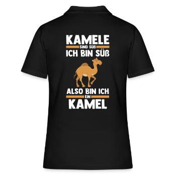 Kamel - Frauen Polo Shirt - Schwarz - Hinten - Ailine (174cm)