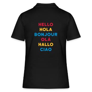 ★ Les couleurs de conception peuvent être modifiées ★ Bonjour Hola Bonjour Olá - Polo Femme - noir - Dos - Ailine (174cm)
