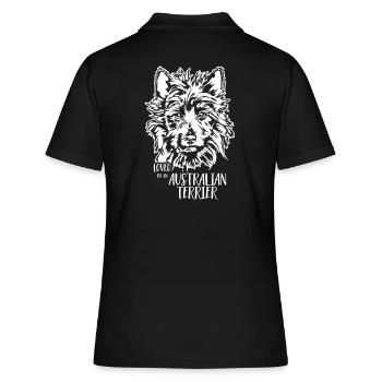 Loved by AUSTRALIAN TERRIER Hundespruch Wilsigns - Frauen Polo Shirt - Schwarz - Hinten - Ailine (174cm)