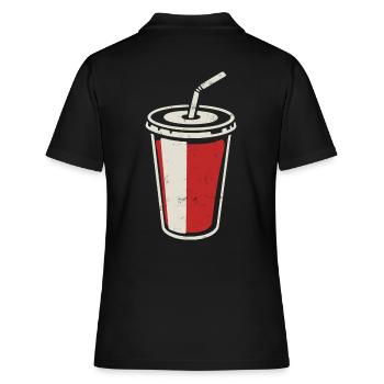 Gobelet Coca avec paille - boisson glacée - Polo Femme - noir - Dos - Ailine (174cm)