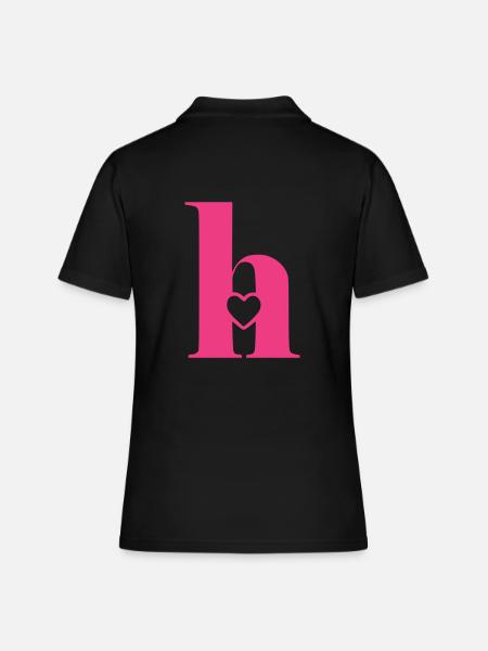 Buchstabe h Anfangsbuchstabe mit Herz - Frauen Polo Shirt - Schwarz