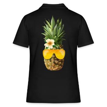 Ananas avec cadre de lunettes doré - Polo Femme - noir - Dos - Ailine (174cm)