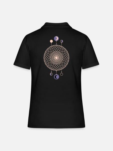 Moon Phases Geometric Pattern - Women's Polo Shirt - black