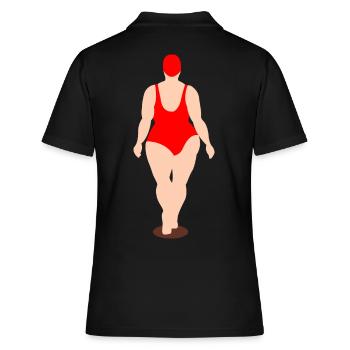 Femme fière en maillot de bain rouge - Polo Femme - noir - Dos - Ailine (174cm)