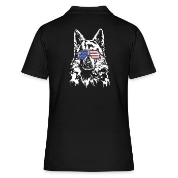WEISSER SCHWEIZER SCHAEFERHUND Amerika Fahne Hunde - Frauen Polo Shirt - Schwarz - Hinten - Ailine (174cm)
