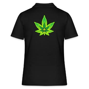 Cannabisblatt - Hanfblatt - Marihuana - Frauen Polo Shirt - Schwarz - Hinten - Ailine (174cm)