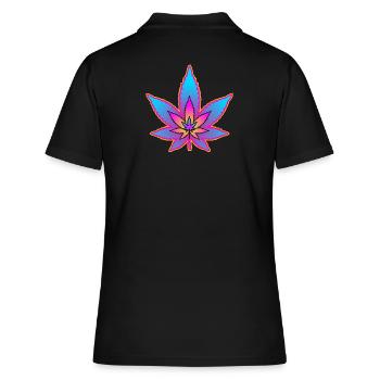 Cannabisblatt - Hanfblatt - Marihuana - Frauen Polo Shirt - Schwarz - Hinten - Ailine (174cm)