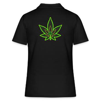 Cannabisblatt - Hanfblatt - Marihuana - Frauen Polo Shirt - Schwarz - Hinten - Ailine (174cm)