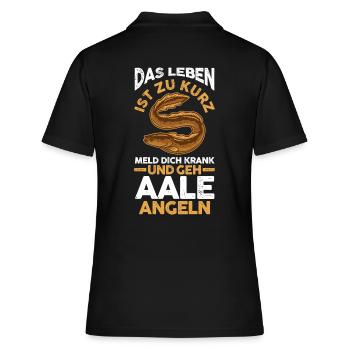 Angeln Angler Aal - Frauen Polo Shirt - Schwarz - Hinten - Ailine (174cm)