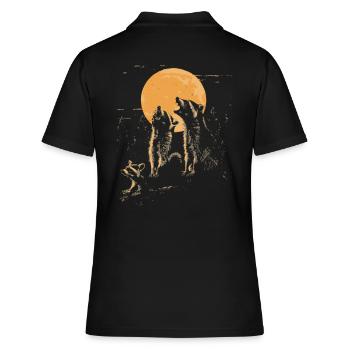 3 Waschbären Mond Heulender Tierkunst - Frauen Polo Shirt - Schwarz - Hinten - Ailine (174cm)