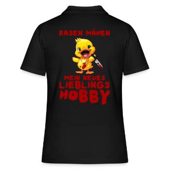 Rasen mähen Lieblingshobby - Ente mit Messer - Frauen Polo Shirt - Schwarz - Hinten - Ailine (174cm)