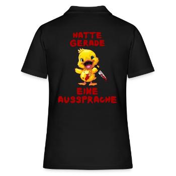 Gerade Aussprache gehabt Ente mit Messer Halloween - Frauen Polo Shirt - Schwarz - Hinten - Ailine (174cm)