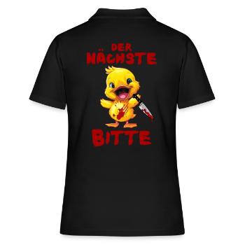 Der Nächste bitte - Ente mit Messer Halloween - Frauen Polo Shirt - Schwarz - Hinten - Ailine (174cm)