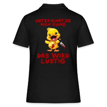 Unterschätze mich ruhig Ente mit Messer Halloween - Frauen Polo Shirt - Schwarz - Hinten - Ailine (174cm)