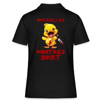 Offizielles Montags Shirt - Ente mit Messer - Frauen Polo Shirt - Schwarz - Hinten - Ailine (174cm)