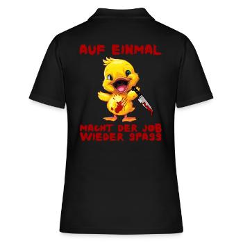 Job wieder Spaß - Ente mit Messer Halloween - Frauen Polo Shirt - Schwarz - Hinten - Ailine (174cm)
