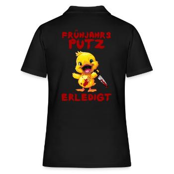 Frühjahrsputz erledigt - Ente mit Messer Halloween - Frauen Polo Shirt - Schwarz - Hinten - Ailine (174cm)