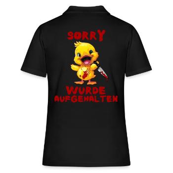 Wurde aufgehalten - Ente mit Messer Halloween - Frauen Polo Shirt - Schwarz - Hinten - Ailine (174cm)