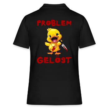Problem gelöst - Ente mit Messer Halloween - Frauen Polo Shirt - Schwarz - Hinten - Ailine (174cm)