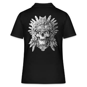 Crâne Aztèque Halloween - Crâne Squelette Tribal - Polo Femme - noir - Dos - Ailine (174cm)