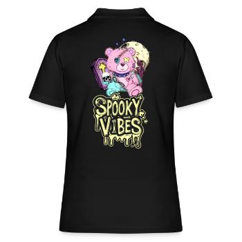 Teddybär mit Sarg und Mond Halloween Design - Frauen Polo Shirt - Schwarz - Hinten - Ailine (174cm)