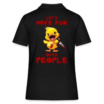 Duck with Knife - Gruselig Lustiger Halloween Look - Frauen Polo Shirt - Schwarz - Hinten - Ailine (174cm)