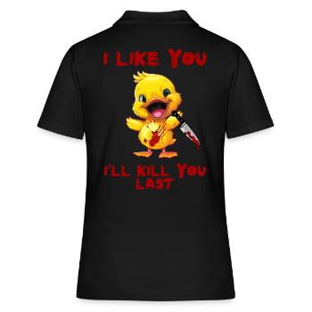 Duck with Knife - Lustig Gruselig Ich Mag Dich - Frauen Polo Shirt - Schwarz - Hinten - Ailine (174cm)