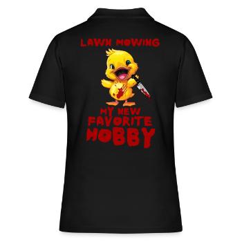Duck with Knife - Rasenmähen Mein Neues Hobby - Frauen Polo Shirt - Schwarz - Hinten - Ailine (174cm)