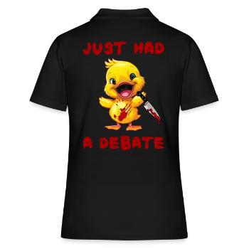 Duck with Knife Gerade Debattiert Gruselig Lustig - Frauen Polo Shirt - Schwarz - Hinten - Ailine (174cm)