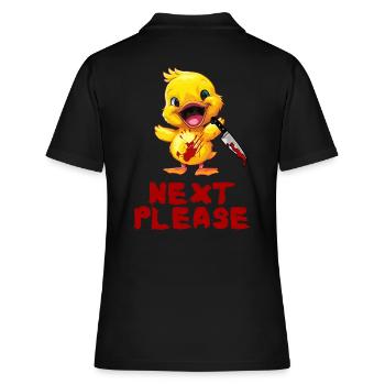 Duck with Knife - Nächster Bitte Lustig Gruselig - Frauen Polo Shirt - Schwarz - Hinten - Ailine (174cm)