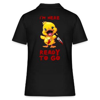 Duck with Knife - Bin Bereit Gruselig Halloween - Frauen Polo Shirt - Schwarz - Hinten - Ailine (174cm)