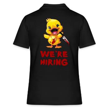 Duck with Knife - Wir Stellen Ein Lustig Gruselig - Frauen Polo Shirt - Schwarz - Hinten - Ailine (174cm)
