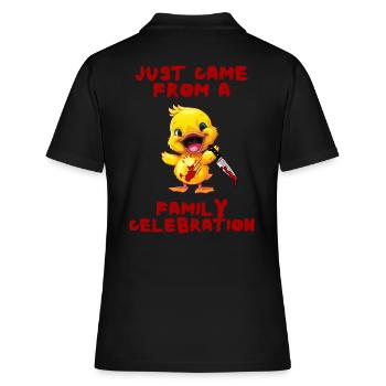 Duck with Knife - Familienfeier Hinter Mir Lustig - Frauen Polo Shirt - Schwarz - Hinten - Ailine (174cm)