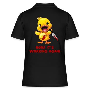 Duck with Knife - Jetzt Läuft Es Wieder Lustig - Frauen Polo Shirt - Schwarz - Hinten - Ailine (174cm)
